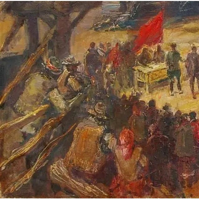 1980s Soviet War Oil Painting, Ukrainian Artist Migulko, Socialist Realism Art 85-85 For Sale - Image 5 of 6