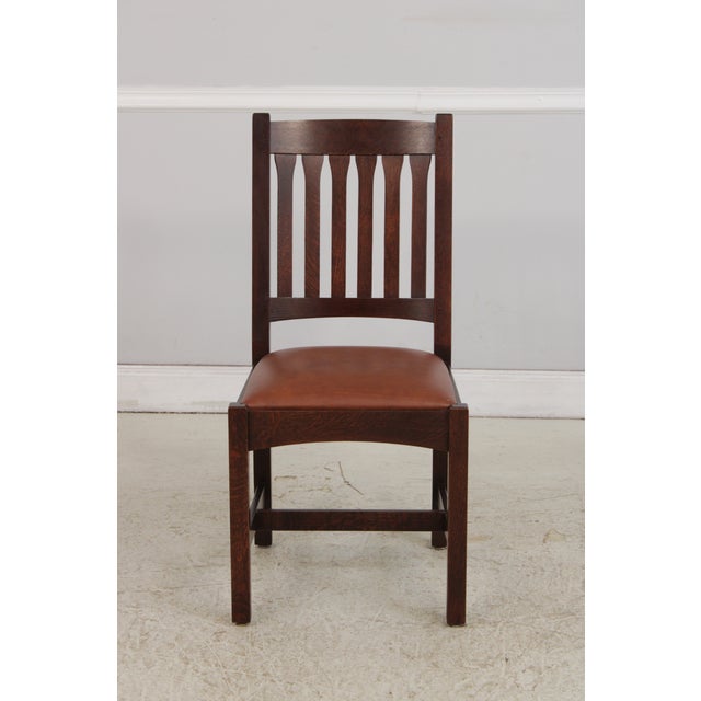 Stickley Pair of Stickley Mission Oak Chairs c.2023 For Sale - Image 4 of 16