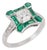 Art Deco Style Diamond Emerald Platinum Ring, Size 6.75 For Sale