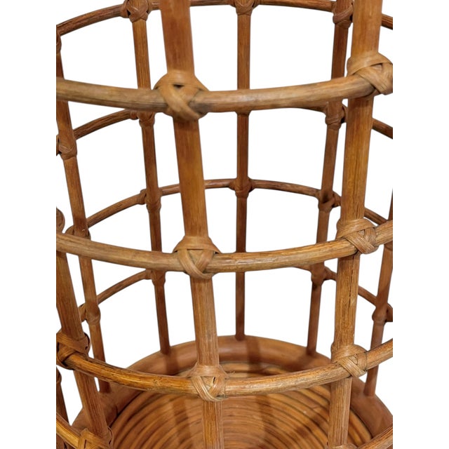 Vintage French BoHo Bamboo and Rattan Umbrella Stand For Sale - Image 13 of 16
