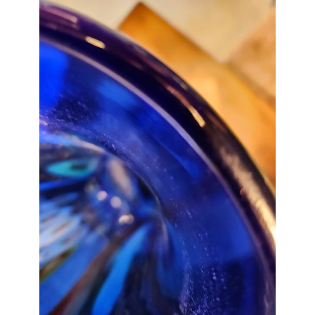 Mid 20th Century Mid 20th Century Stunning 25" Murano Cobalt Blue Millefiori Vase Hand-Blown Statement Piece For Sale - Image 5 of 12