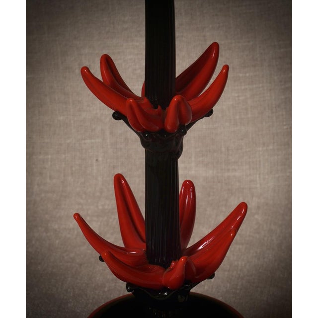 Italian Red and Black Murano Glass Cactus Sculpture, 2000s For Sale - Image 4 of 10