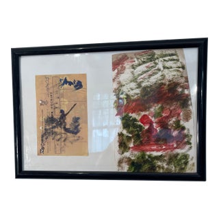 1990s Two Purvis Young Boat Paintings, One Large 8x12” on Plastic, the Other on Rayovan Moving Receipt 9.5x5.5”, Both in One Frame 14x20x1”. For Sale