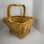 Almond Vintage Square Sturdy Wicker Basket With Thick Bamboo Rim and Handle For Sale - Image 8 of 14