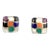 Asch Grossbardt Mosaic Multi-Gemstone Inlaid 14 Karat Gold Clip Earrings - 2 Pieces For Sale