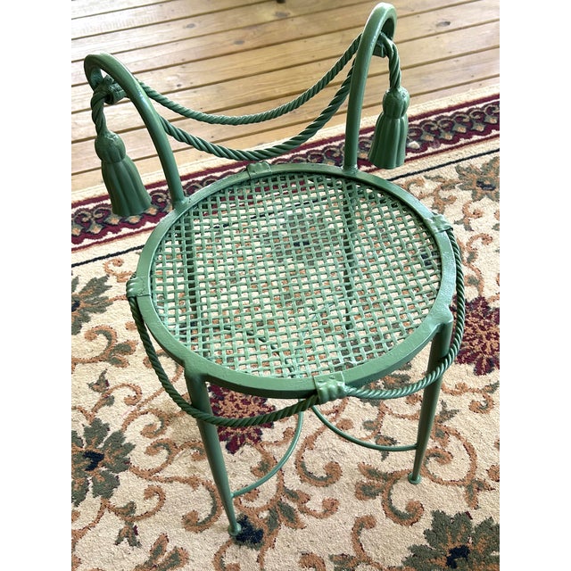 French Country Vintage Aluminum Garden Stool in Classic Green For Sale - Image 3 of 5