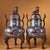 This is a striking and substantial pair of matching cloisonné enamel censers (incense burners). The vessels feature a...