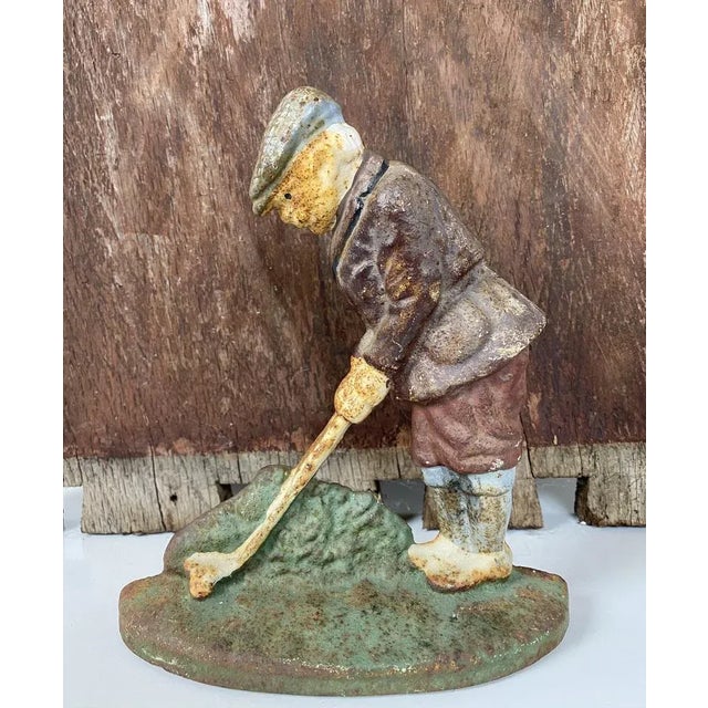 Original Painted Door Stop of Golf Player in Cast Iron, 1940s For Sale - Image 12 of 12