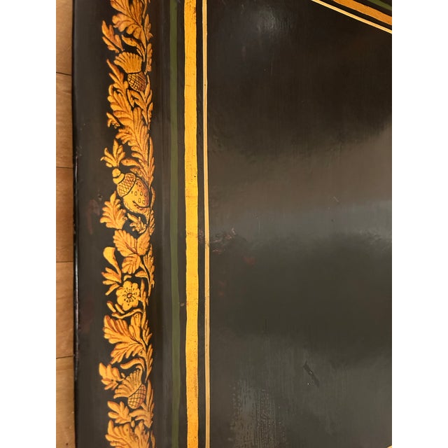 Large Early 19th Century Black Tole Tray For Sale In Boston - Image 6 of 8