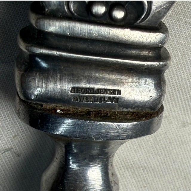 Vintage Georg Jensen "Cactus" Pattern Sterling Silver 2-Tine Roast Carving Fork For Sale - Image 10 of 12