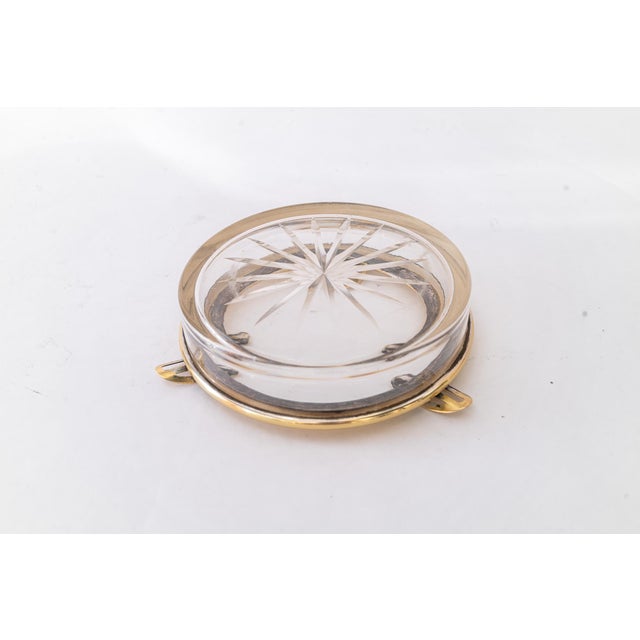 Gold Art Deco Ashtray Brass and Cut Glass, 1920s For Sale - Image 8 of 14
