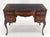 Metal Carved Mahogany Embossed Black Leather Top Petit Compact 5 Drawers Desk MINT For Sale - Image 7 of 14