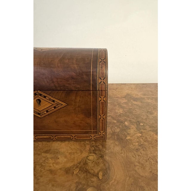 Late 19th Century Antique Walnut Tea Caddy with Tunbridge Inlay, 1880 For Sale - Image 5 of 9