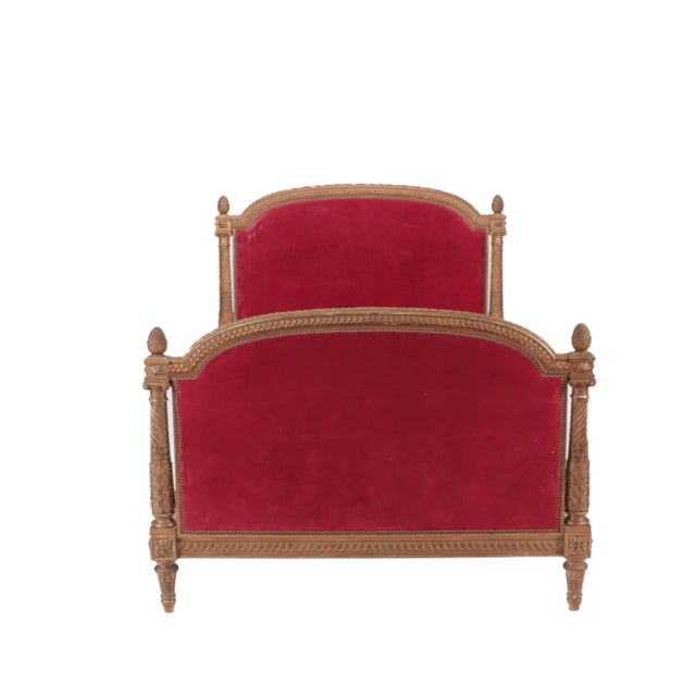 Wood French Giltwood Louis XVI Style Full Size Bed C 1900. For Sale - Image 7 of 9