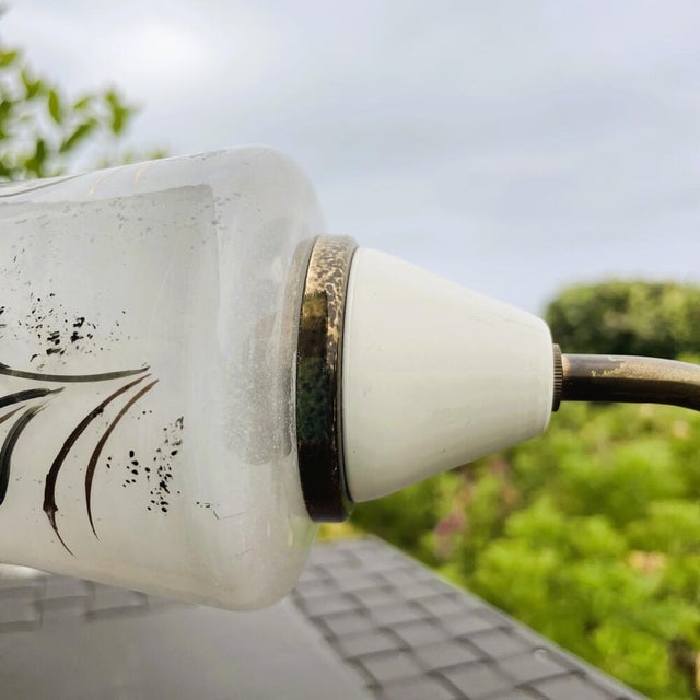 Brown Danish Modern Teak and White Opaline Glass Wall Sconce, 1960s For Sale - Image 8 of 12