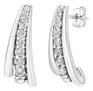 .925 Sterling Silver 0.50 Cttw Round Diamond Graduated Huggie Stud Earrings (I-J Color, I2-I3 Clarity)