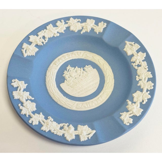 Wedgwood Vintage Blue English Wedgwood Jasperware Ashtray or Trinket Dish For Sale - Image 4 of 5