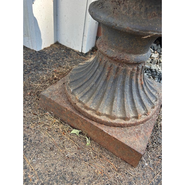 Late 20th Century Large Cast Iron Urns - Set of 2 For Sale - Image 4 of 5