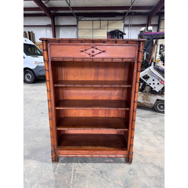 19th Century French Faux Bamboo Bookcase For Sale - Image 4 of 13