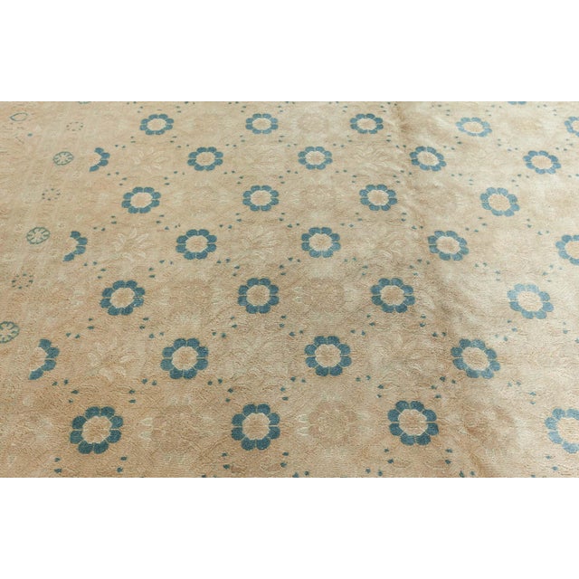 Mid 20th Century Vintage Persian Tabriz Beige Handwoven Wool Rug For Sale - Image 5 of 9