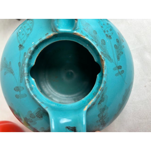 Italian 1950s Ciaurro Orvieto Turquoise Teapot For Sale - Image 3 of 7