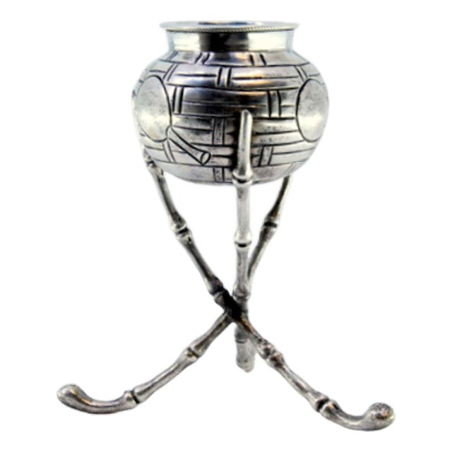 Silver Toothpick Holder with Pot For Sale