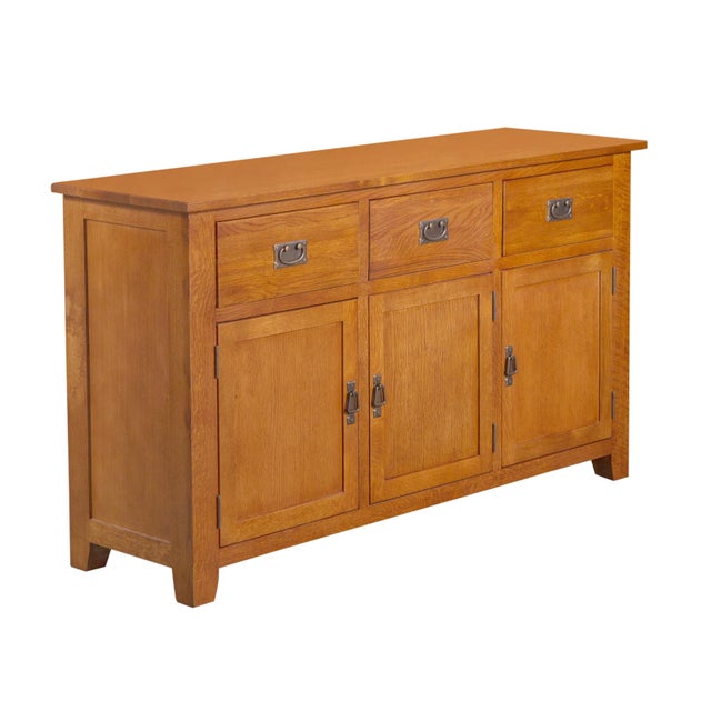 Mission Mission Solid Oak 3 Drawer 3 Door Sideboard - Michael's Cherry For Sale - Image 3 of 7