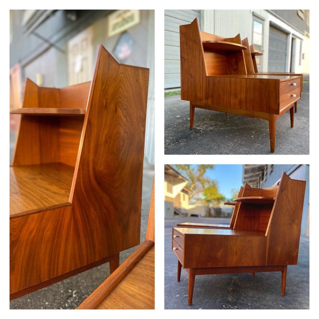 Brown Mid 20th Century Kipp Stewart for Drexel | Two-Tier Step-Down Nightstands With Two Drawers - a Pair For Sale - Image 8 of 12