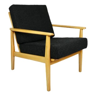 Danish Black Boucle Armchair, 1970s For Sale