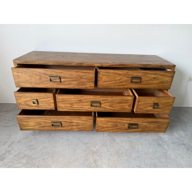 Mid-Century Modern 1970s Mid-Century Modern Drexel Solid Pecan 7-Drawer Dresser For Sale - Image 3 of 12
