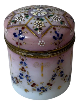 Mid 19th Century Victorian Enamel Opaline Glass Box