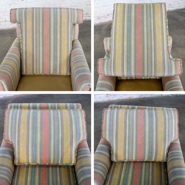 Mid to Late 20th Century Traditional Club Chair by Henredon With Striped Pastel Fabric For Sale - Image 17 of 18