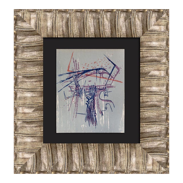 Wilfredo Lam 1963 Color Lithograph, Mourlot Paris, Limited Edition, Custom Framed For Sale