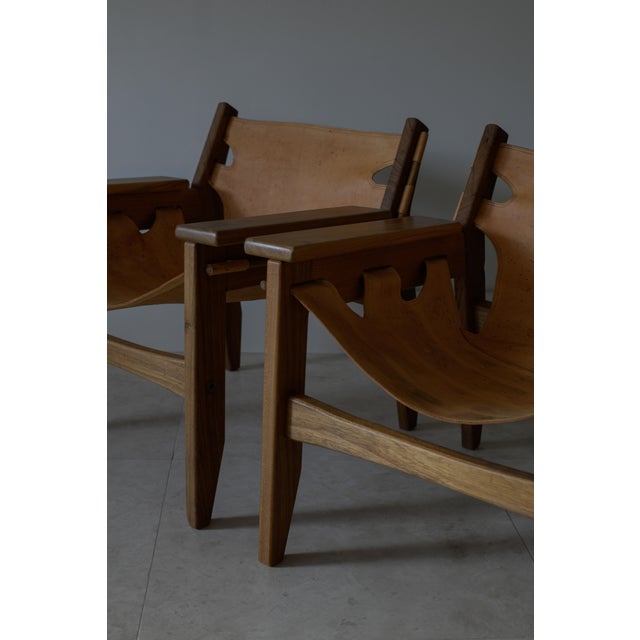 Animal Skin 1973 Attributed to Sergio Rodrigues Kilin Armchairs in Freijo Wood & Leather by Oca, Brazil For Sale - Image 7 of 12