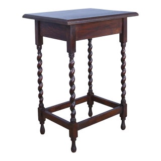 Late 19th Century English Oak Barley Twist Side Table B For Sale