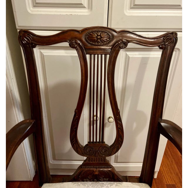 1990s Chairs Dining Hinkle Harris Chippendale Hepplewhite Lyre Back Vintage For Sale - Image 5 of 7