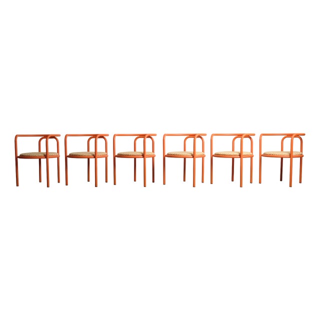 Orange Locus Solus Armchairs by Gae Aulenti for Poltronova, Italy, 1967, Set of 6 For Sale