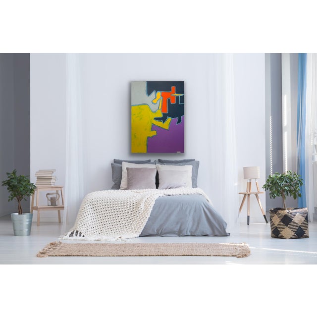 Mid-Century Modern Large 36x48 Mid-Century Modern Abstract Color Block Acrylic Painting on Canvas For Sale - Image 3 of 10
