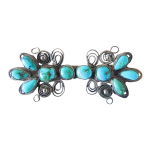 Vintage Silver & Turquoise Handmade Brooch