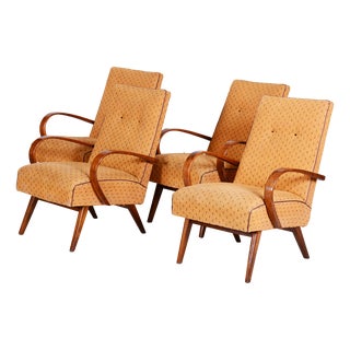 Mid-Century Armchairs in Beech, 1950s, Set of 4 For Sale