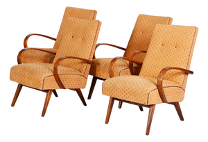 Mid-Century Armchairs in Beech, 1950s, Set of 4