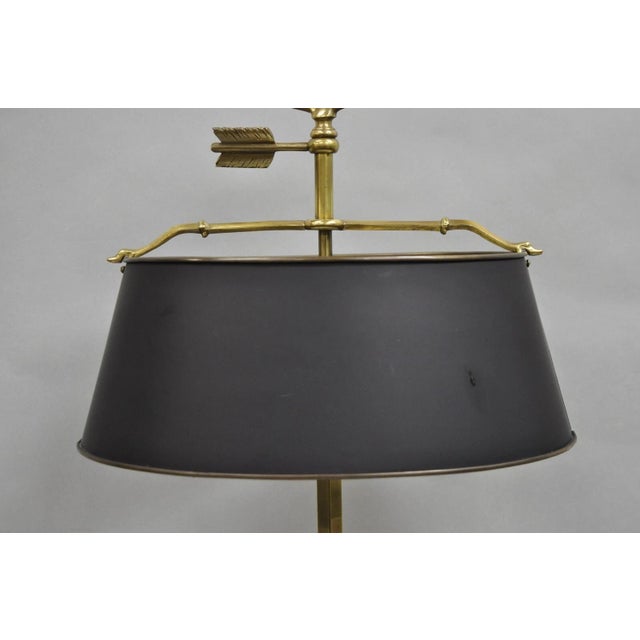 Vintage French Directoire Brass Scroll Arm Tole Metal Bouillotte Desk Table Lamp For Sale In Philadelphia - Image 6 of 12