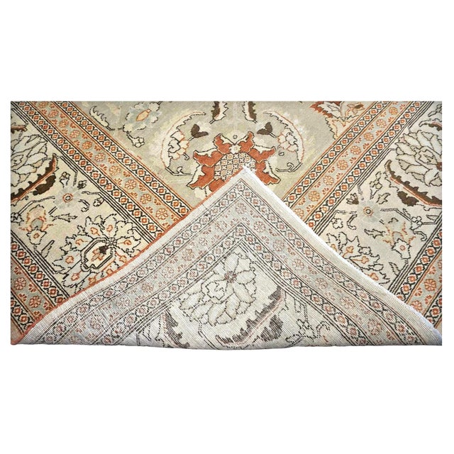 Antique Persian Tabriz Wool 10x13 Tan & Rust Handmade Area Rug #1142903 For Sale - Image 9 of 11