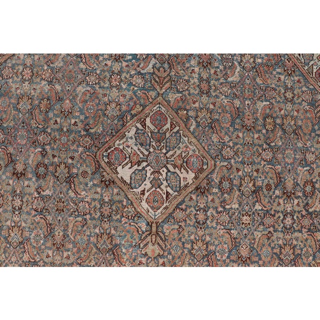Tribal Antique Persian Bibikabad Rug With Intricate Medallion Floral Design 6'9 X 6'9 For Sale - Image 3 of 12
