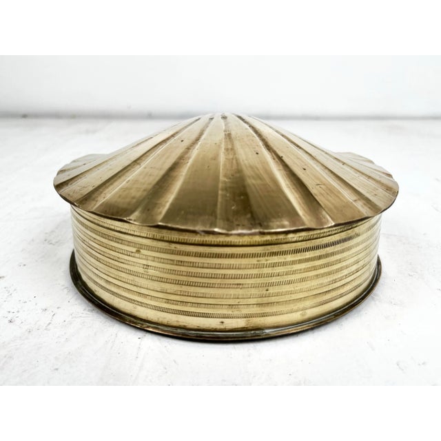 Nautical Vintage Brass Shell Box For Sale - Image 3 of 11