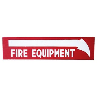 1960s Hand-Painted Wooden Fire Equipment Sign For Sale