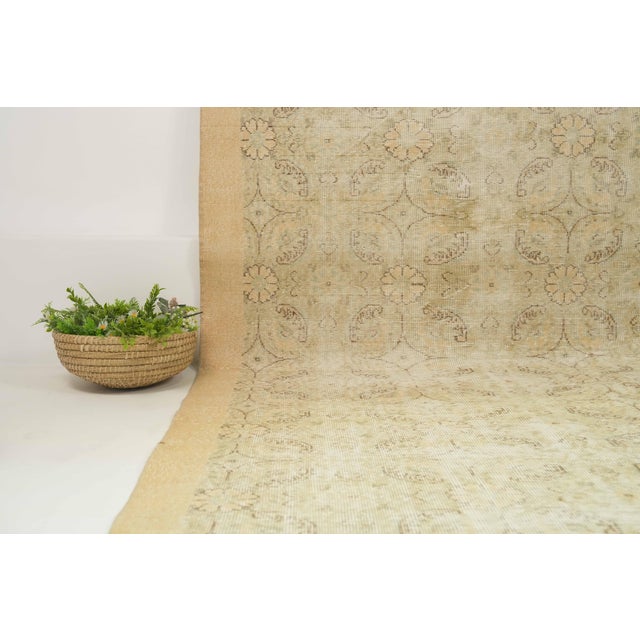 1970s 1970s Vintage Turkish Handmade Wool Cotton Beige Area Rug For Sale - Image 5 of 12