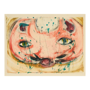 A Cat's Eyes - Transfer Monotype in Water Based Ink on Paper by Heather Speck