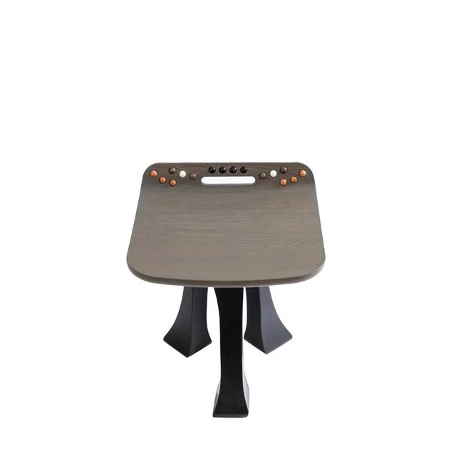 Not Yet Made - Made To Order Pok Collection Hand Carved Solid Oak Stool with Inlaid Marble Gems by Soshiro, 2019 For Sale - Image 5 of 9