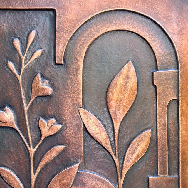 Metal Wall Relief Sculpture With Flowers & Architecture "Copper Botanica" by Jeremy Maronpot For Sale - Image 4 of 17